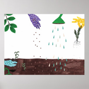 Poster Feliz Gardening Season Ilustração do jardineir