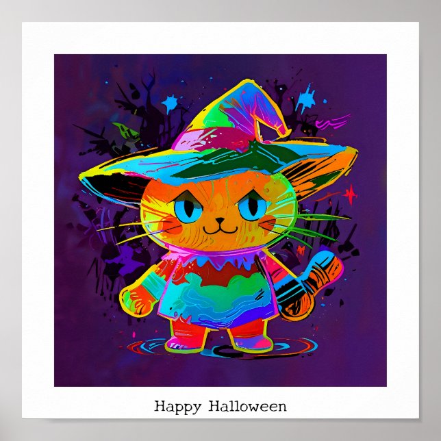 Poster Feliz Gato de Halloween (Frente)