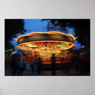 Póster Feliz-Go-Round à noite em Londres