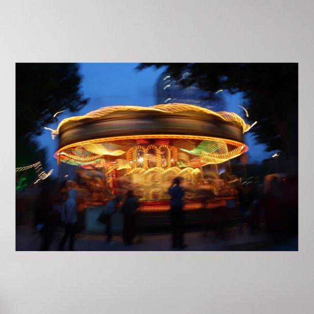 Póster Feliz-Go-Round à noite em Londres (Frente)