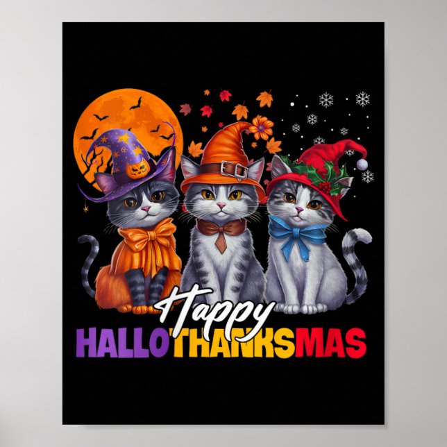 Poster Feliz Hall Feliz de Natal do Dia das Bruxas (Frente)