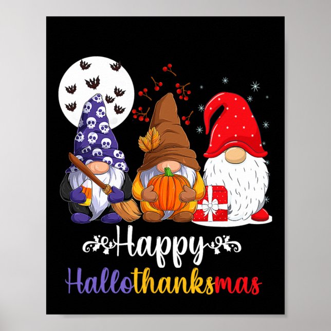 Poster Feliz Hallo de Natal de Ação de Graças de Hallowee (Frente)