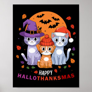 Poster Feliz Hallot de Natal para gatos de Dia das Bruxas