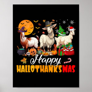 Poster Feliz Hallothanksmas Cabra Halloween Dia de Ação d
