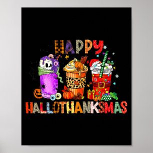 Poster Feliz Hallothanksmas Café Latte de Halloween Agrad