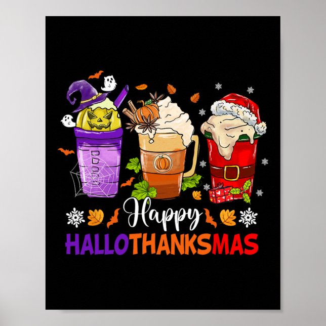 Poster Feliz Hallothanksmas Café Obrigados de Dia das Bru (Frente)