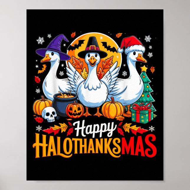 Poster Feliz Hallothanksmas Engraçado Amantes de os anima (Frente)