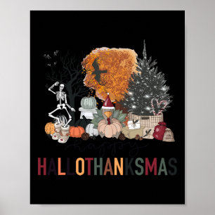 Poster Feliz Hallothanksmas Esqueleto Peru Christmas Hal
