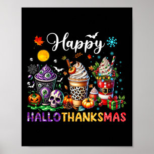 Poster Feliz Hallothanksmas Halloween Café Obrigados de c