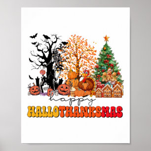 Poster Feliz Hallothanksmas Turquia Dia de Ação de Graças