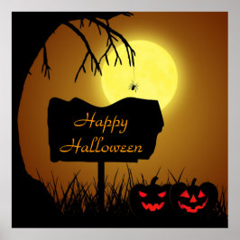 Poster Feliz Halloween Abóboras Jack O Lantern