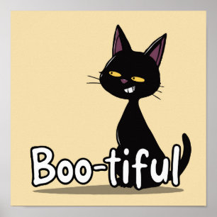 Poster Feliz Halloween Black Cat Boo Bonito