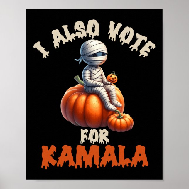 Poster Feliz Halloween Como Mamãe Com Pumpkin Esculpido - (Frente)
