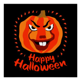 Póster Feliz Halloween 🎃 Engraçado Scary Spooky Pumpkin