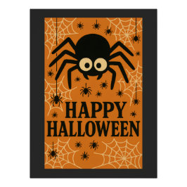 Póster Feliz Halloween, Festa de Retrô de Aranha Custa