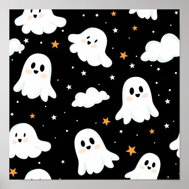 Poster Feliz Halloween Ghost Cloudy Star Sky (Frente)