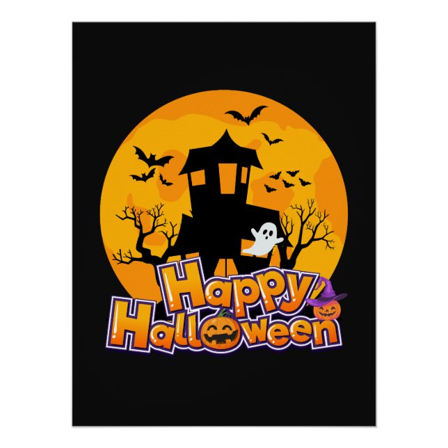 Póster Feliz Halloween Huneen House Moon (Frente)