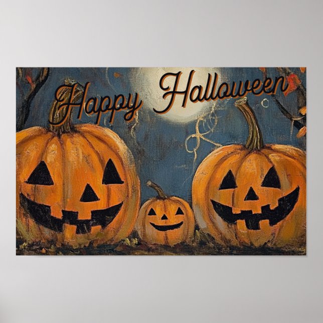 Poster Feliz Halloween Jack O'Lantern Glow (Frente)