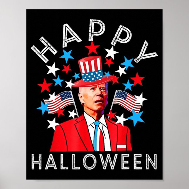 Poster Feliz Halloween Joe Biden no Memorial Inde de julh (Frente)