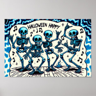 Poster Feliz Halloween Skeletons: Festa de dança, Tie-Dye