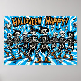 Poster Feliz Halloween Skeletons: Tripulação Dançante