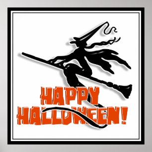 Poster Feliz Halloween Witchy Silhouket