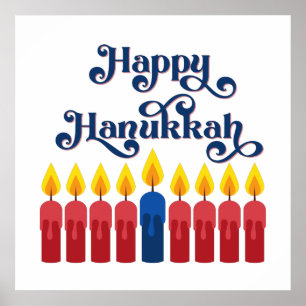 Poster Feliz Hanukkah com Velas