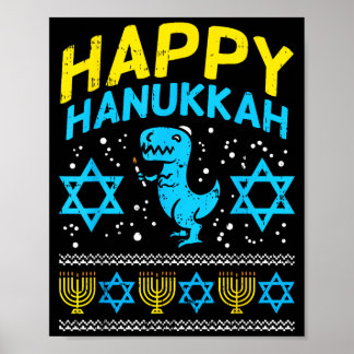 Poster Feliz Hanukkah Jewi-Rex Suéter Feio de Chanukah Me