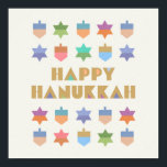 Poster Feliz Hanukkah Sonhos e Estrelas<br><div class="desc">Um design de Hanukkah divertido e festivo com sonhos e estrelas coloridos. Um padrão moderno,  não tradicional,  design e com sonhos estilizados e estrelas de formas geométricas de David.</div>