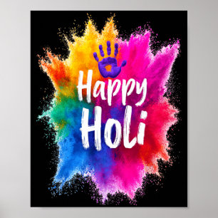 Poster Feliz Holi para Mulheres Homens Crianças Cor Índia