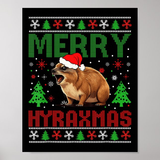 Poster Feliz Hyraxmas Vintage Hyrax Ugly Christmas Sweet (Frente)