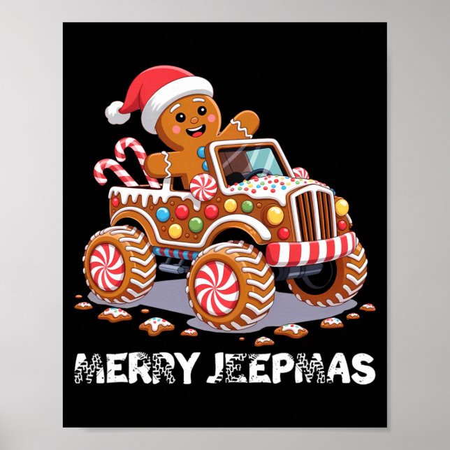 Poster Feliz Jeepmas Luz Feia de Rena Natal Camisa Longa (Frente)