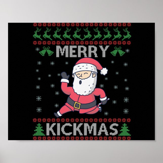 Poster Feliz Kickmas Funny Karate Papais noeis Natal (Frente)