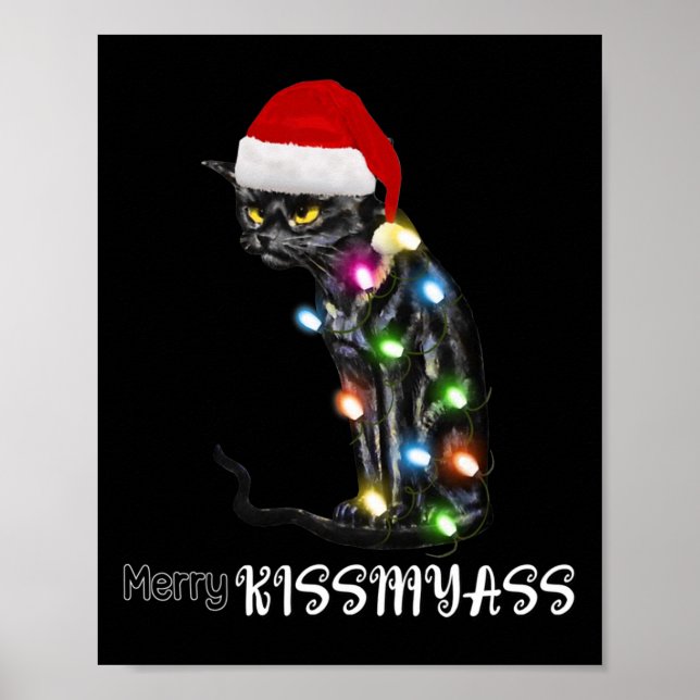 Poster Feliz Kissmyass Diversão de Natal de Gato Luzes 2 (Frente)
