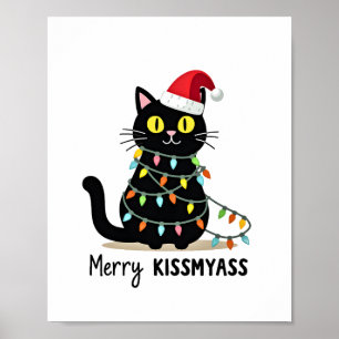 Poster Feliz Kissmyass Gato Divertido Luzes de Natal Prem