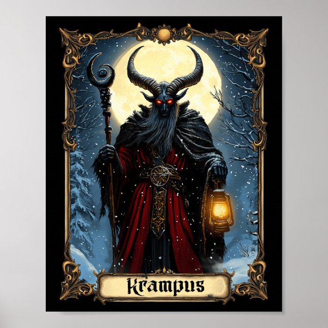 Poster Feliz Krampus Tarot Card Natal Horror Feio Swe (Frente)