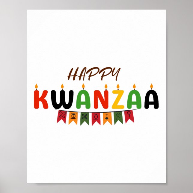 Poster Feliz Kwanzaa - 7 Princípios das Camisetas do Kwan (Frente)