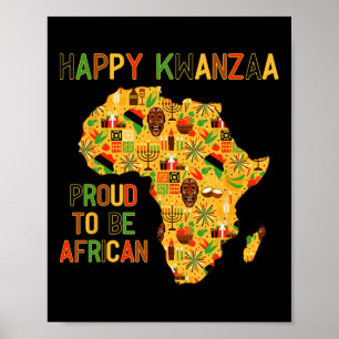 Poster Feliz Kwanzaa África Mapa 7 Princípios Celebração