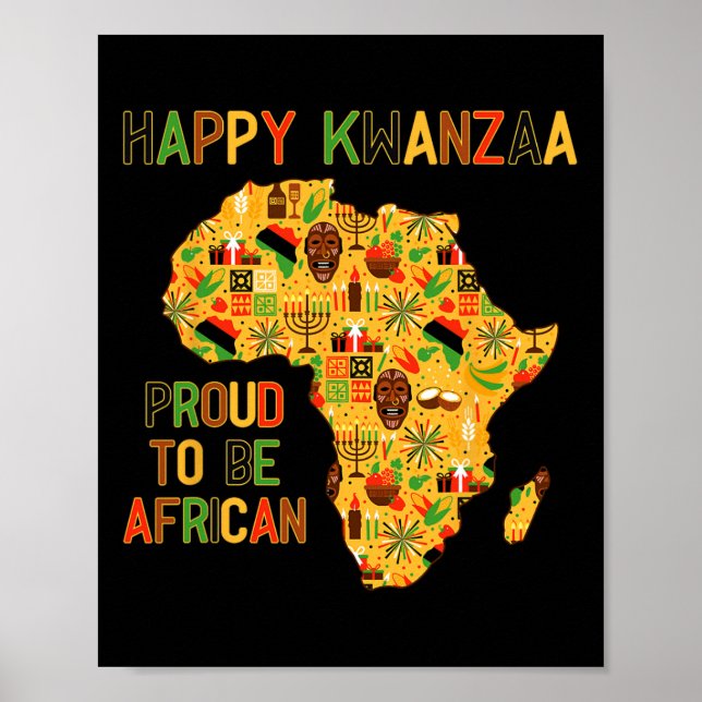 Poster Feliz Kwanzaa África Mapa 7 Princípios Celebração (Frente)