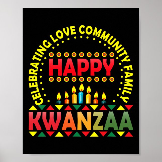 Poster Feliz Kwanzaa Celebrando Amor Kinara Natal Af (Frente)