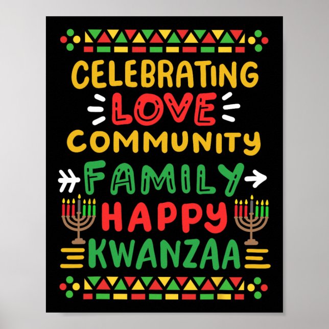 Poster Feliz Kwanzaa Celebrando Homens Da Família Da Comu (Frente)