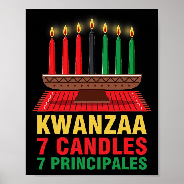 Poster Feliz Kwanzaa Kinara Sete Princípios Velas Pan (Frente)