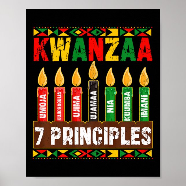Poster Feliz Kwanzaa Kinara Sete Princípios Velas Pan (Frente)