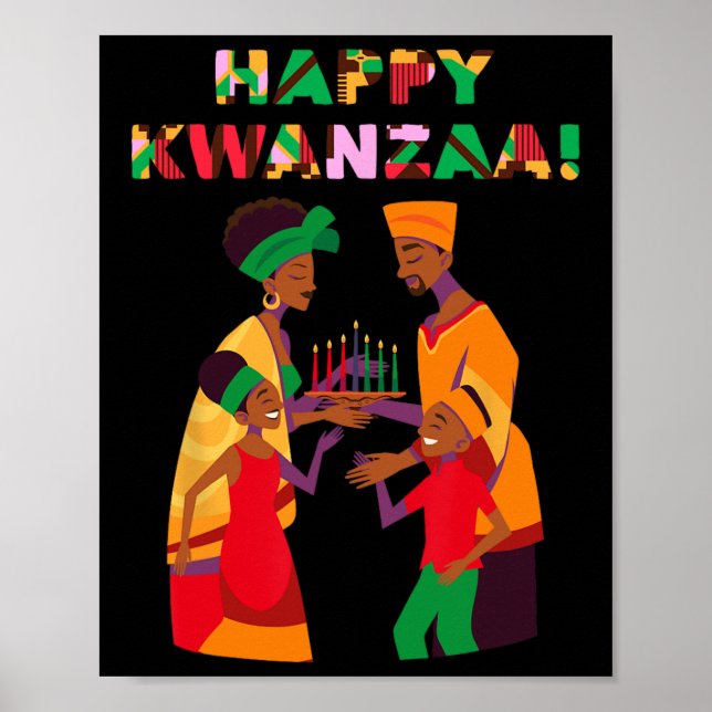 Poster Feliz Kwanzaa Kinara-sete Velas Princípios De K (Frente)