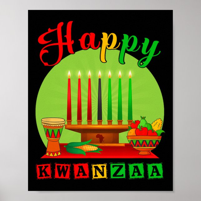 Poster Feliz Kwanzaa Kinara Sete Velas Princípios De K (Frente)