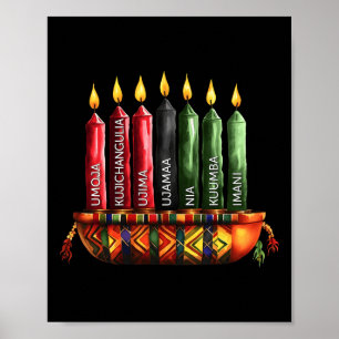Poster Feliz Kwanzaa Kinara Sete Velas Princípios De K