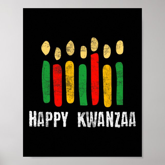 Poster Feliz Kwanzaa Kinara Sete Velas Princípios De K (Frente)