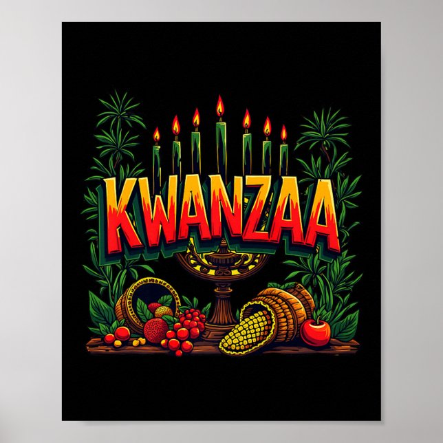 Poster Feliz Kwanzaa Mens Natal Feliz K Afro-Americano (Frente)