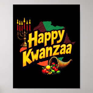 Poster Feliz Kwanzaa Natal Feliz Kwanza Afro-Americano