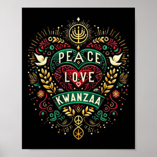 Poster Feliz Kwanzaa Paz Com Amor Amer Africano Kwanzaa